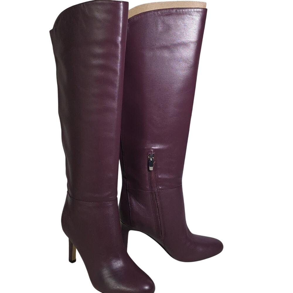 Nine West Sancha Dark Red Leather Knee High Boots Womens Size 5.5 NEW